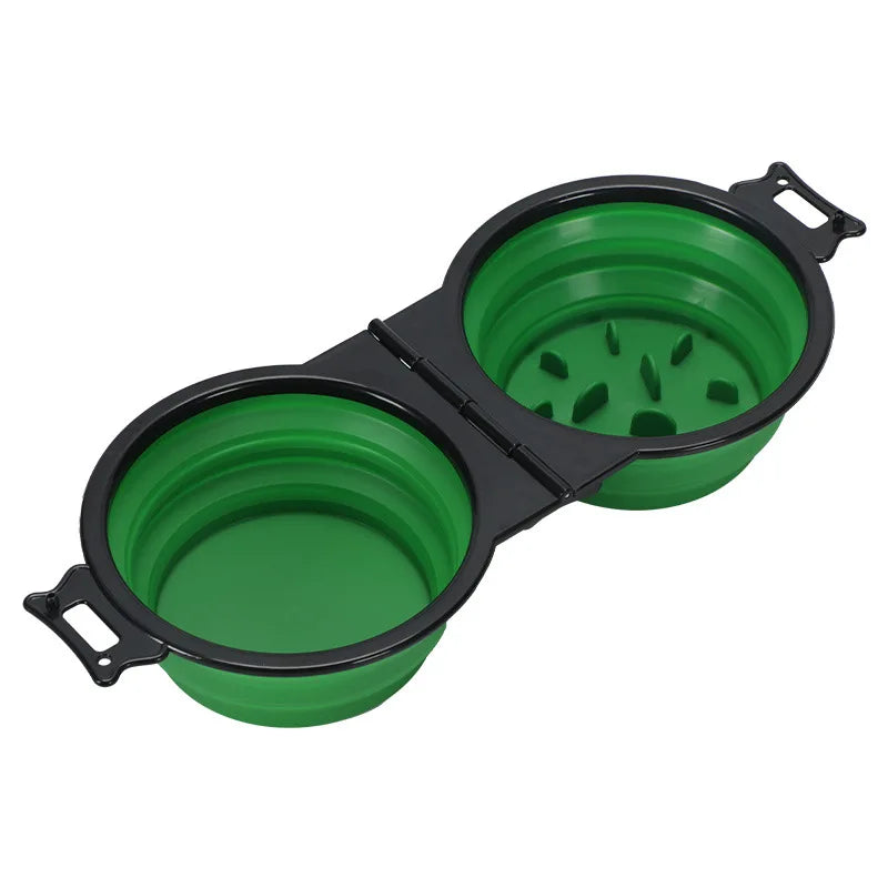 1-piece 2-in-1 Foldable Dual Bowl – 9 Colors