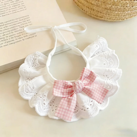 Pet Lace Bib Collar Plaid Bowknot Adjustable - MyPetDollar.com