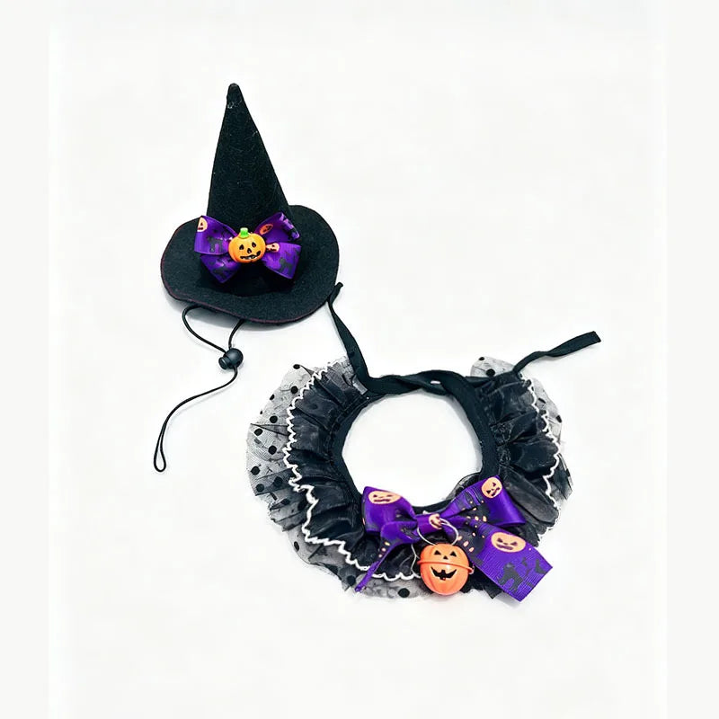 Pet Saliva Towel Hat Combination Halloween Decorative Cat Bib – view 3