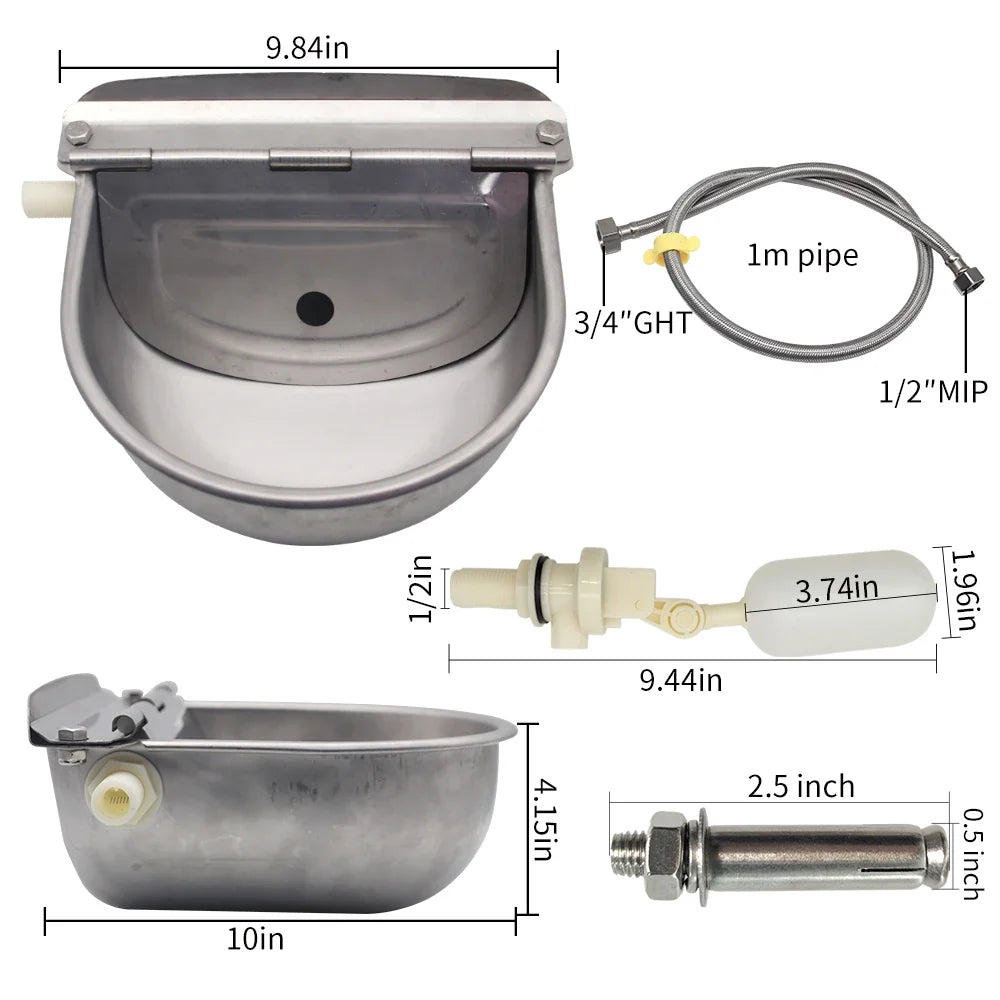 1 Set Automatic Cow Bowl Stainless Water - MyPetDollar.com