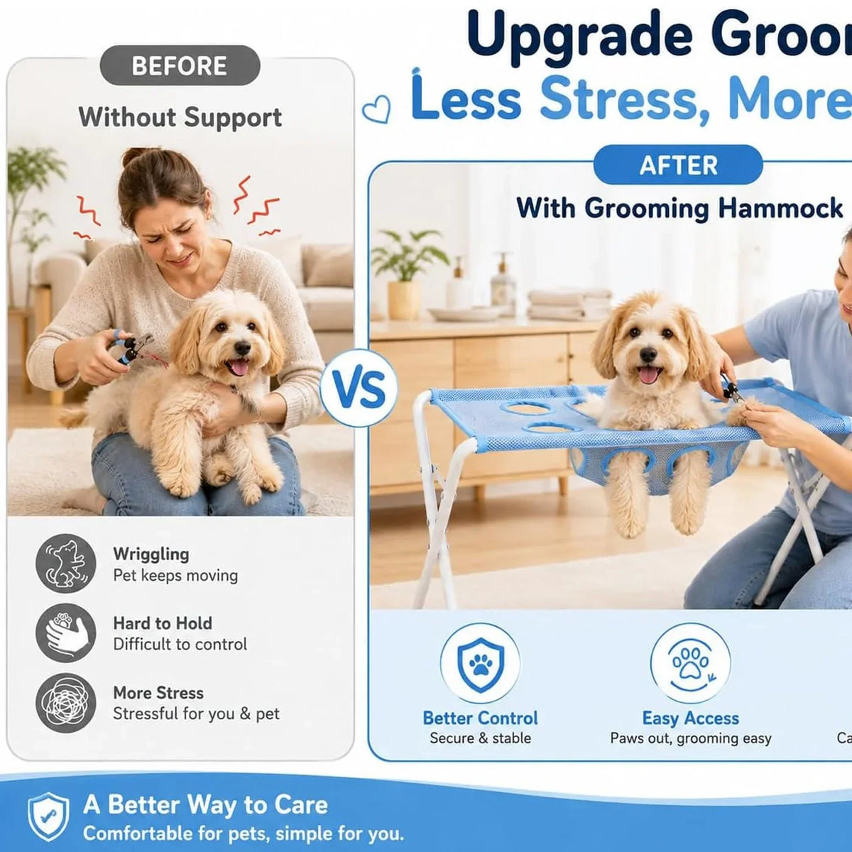 Foldable Pet Bath Hammock for Nail Trimming, - MyPetDollar.com