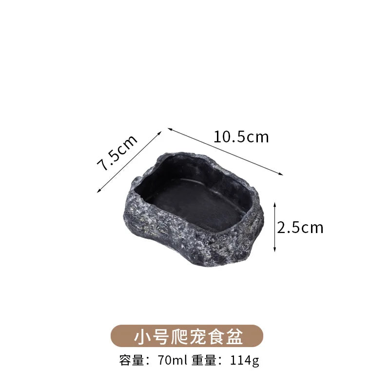 Natural Rock Reptile Water Dish & Food Bowl – 6 Colors