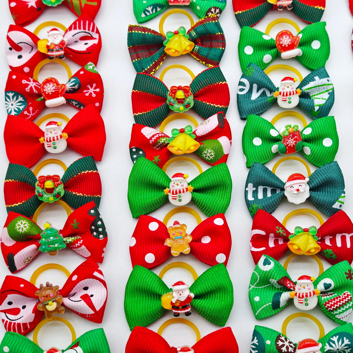 30Pcs Christmas Dog Hair Bows with Rubber - MyPetDollar.com