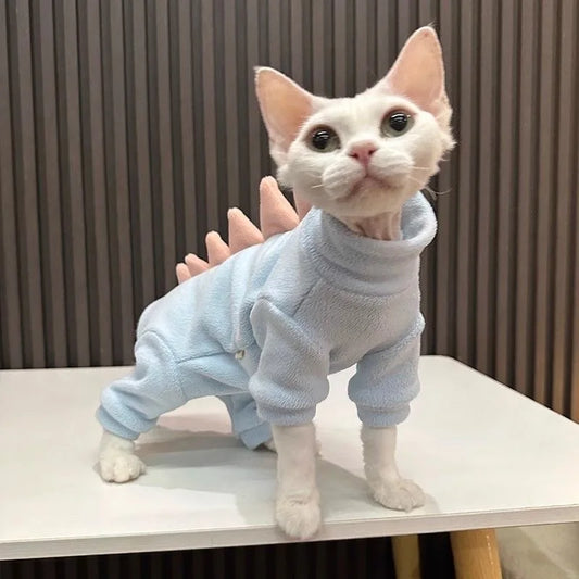 High Neck Polar Fleece Full Wrap Cat Onesie - MyPetDollar.com