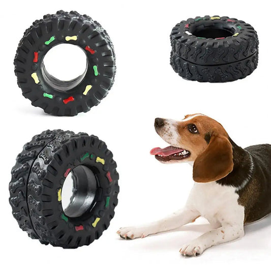 Tire Design Squeaky Dog Chew Toy Wear - MyPetDollar.com