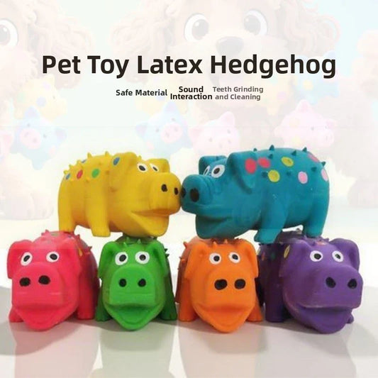 Spiky Pig Latex Dog Squeaky Toy Colorful Dot - MyPetDollar.com