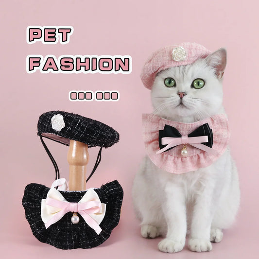 Pet Cat Knitted Hat Set Princess Fragrant - MyPetDollar.com