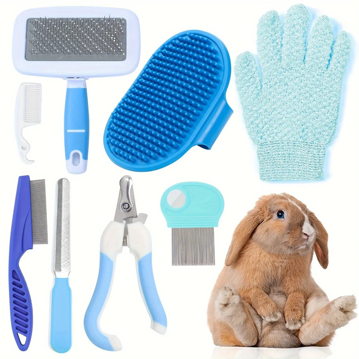 Combo Set Cat Grooming Brush Beauty Kit with Pet Nail Clippers