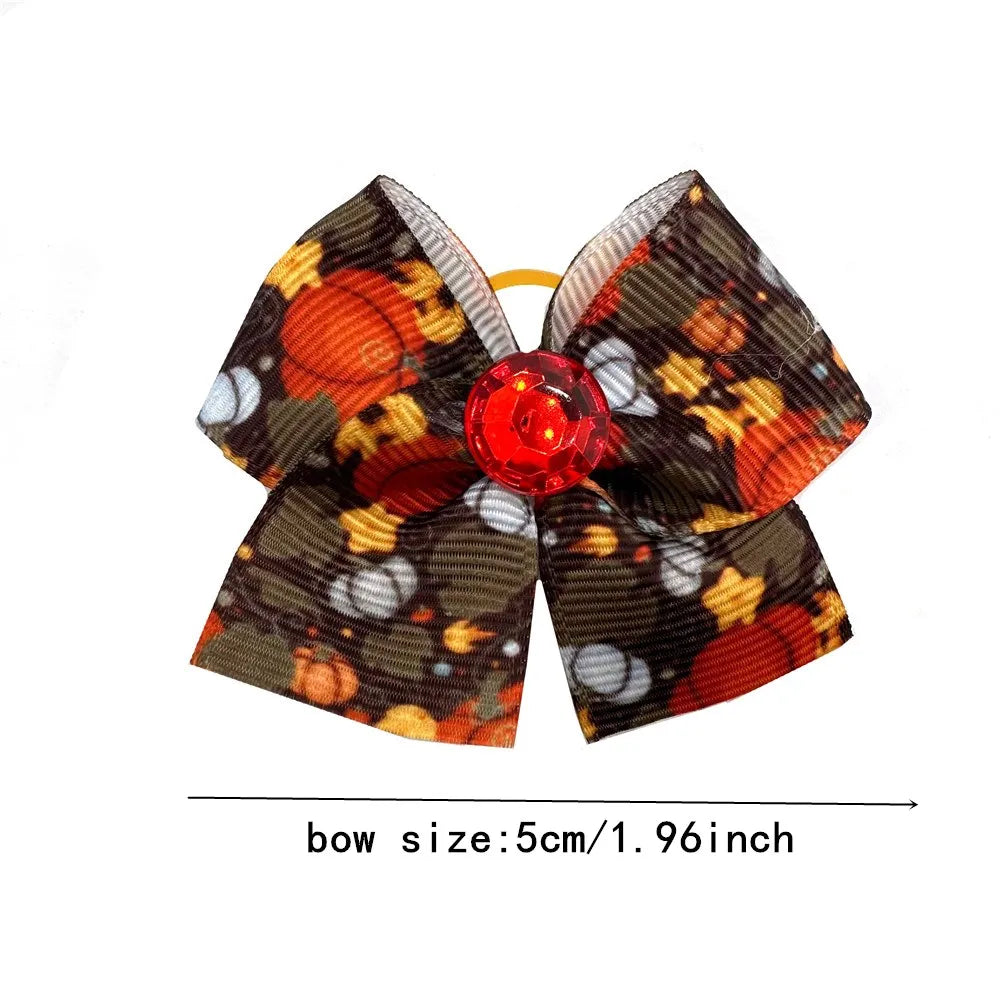 50/100pcs Autumn Doggy Hair Bows Rubber - MyPetDollar.com