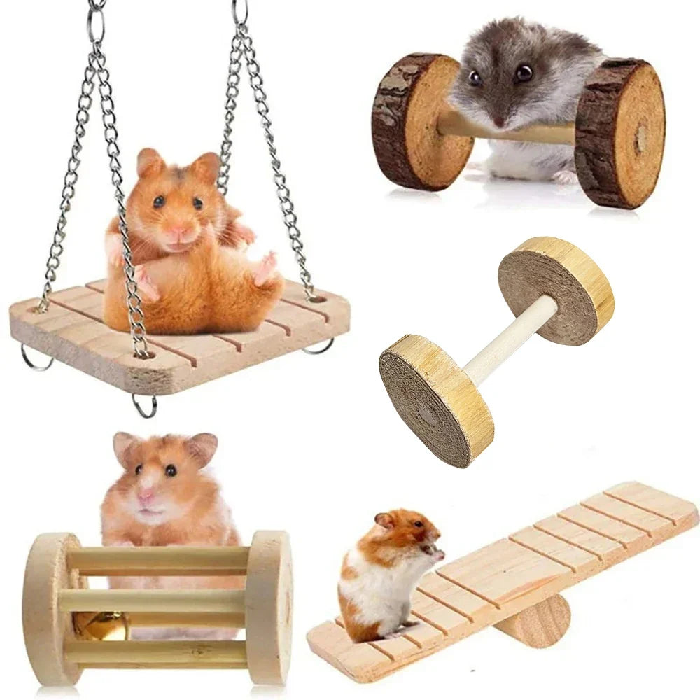 Cute Hamster Roller Toys Natural Wooden Pine - MyPetDollar.com