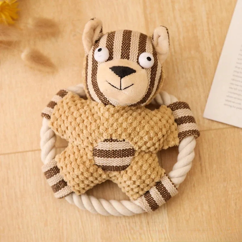 Pet Cotton Rope Plaything Dog Sound Canvas Molar Teeth Cleaner – 6 Colors