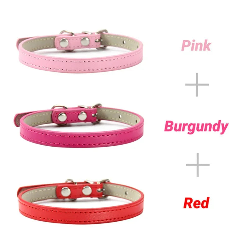 3 Pcs/Lot Soft PU Leather Cat Collar Solid - MyPetDollar.com