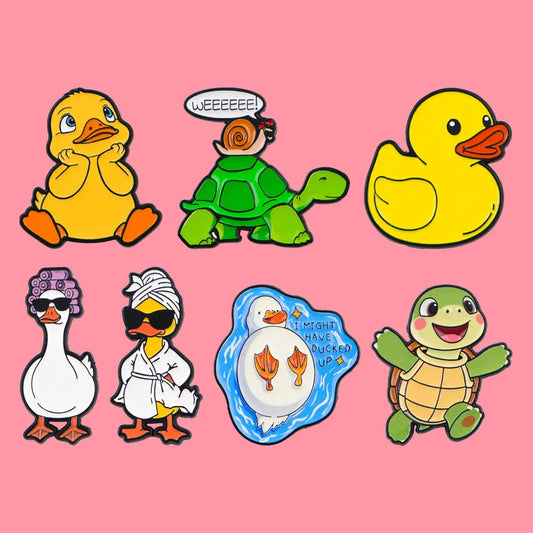 Funny Animals Ducks Enamel Pins Cartoon Tortoise Brooch Lapel (9 colors)