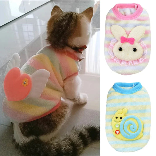 Fleece Plush Cat Rabbit Vest Cartoon Autumn Winter Pet Clothes (3 sizes)