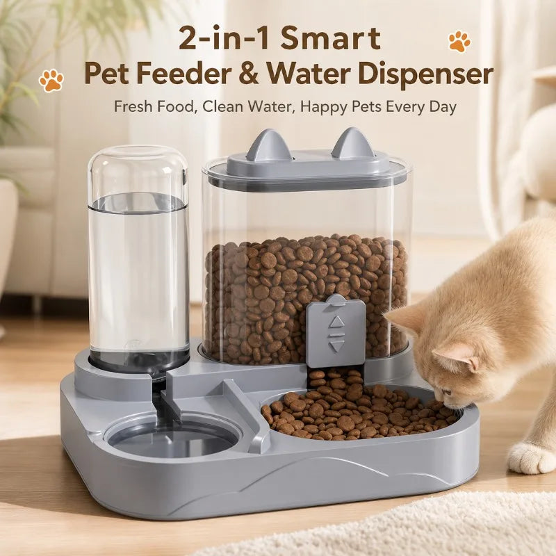 2‑in‑1 Gravity Cat Automatic Feeder Water - MyPetDollar.com