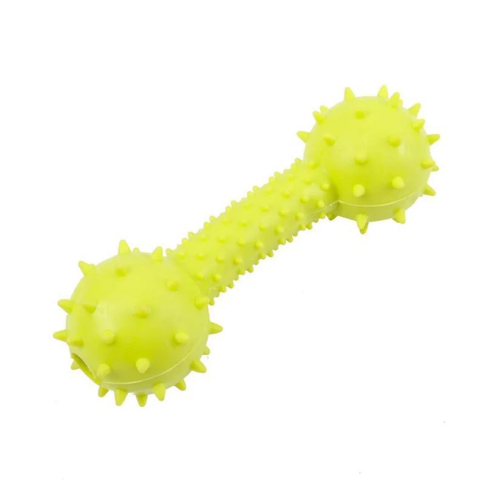 Interactive Puppy Squeaky Plaything Barbell, Teeth Cleaning Chew Stick, Durable