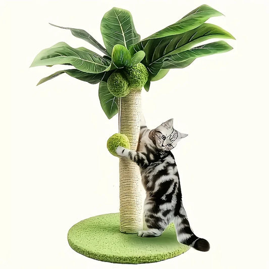 Coconut Tree Cat Scratching Pole with Hanging Ball