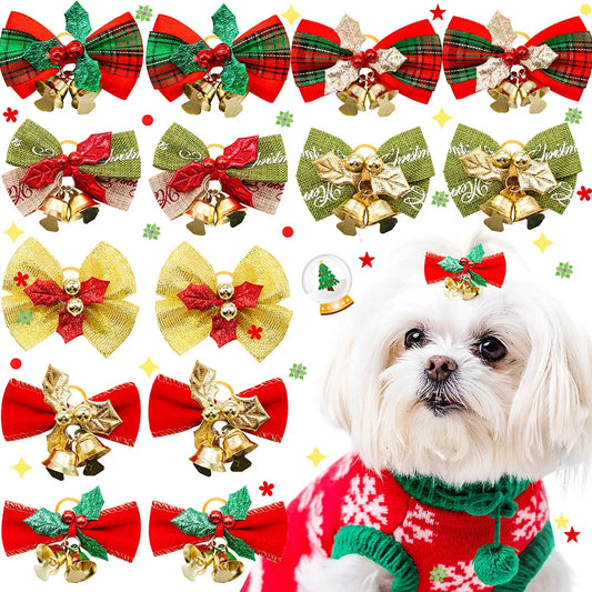 50/100pcs Christmas Dog Bows Small Dog Cat - MyPetDollar.com