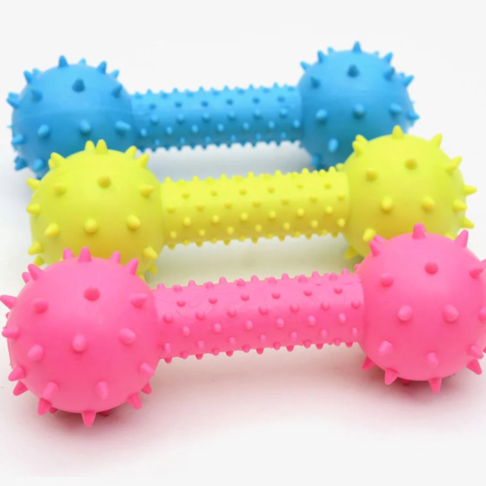 Puppy Squeaky Toy Barbell, Teeth Cleaning - MyPetDollar.com