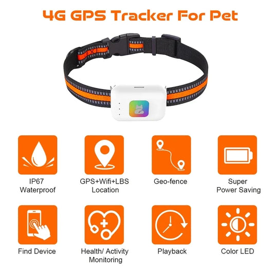 GPS Pet Tracker with Colorful LED Flash 4G - MyPetDollar.com
