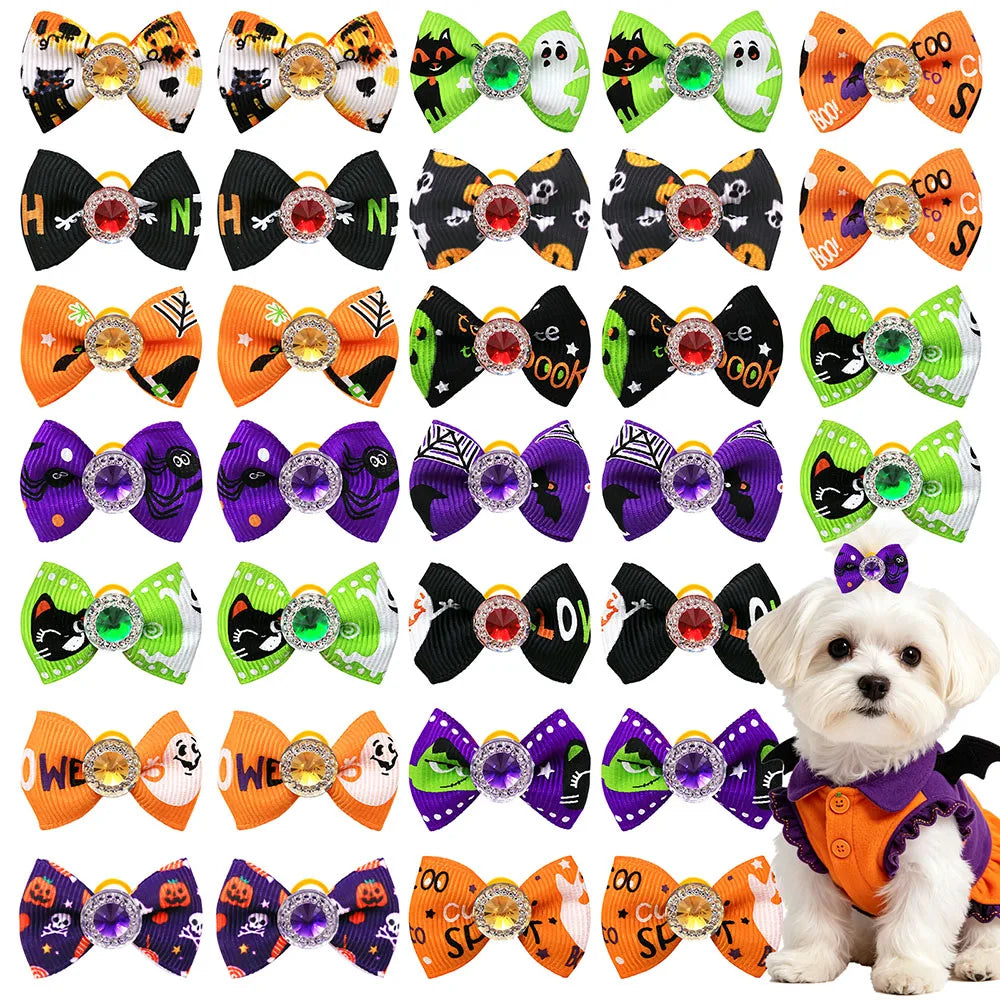 100pcs Halloween Dog Hair Bows Halloween - MyPetDollar.com