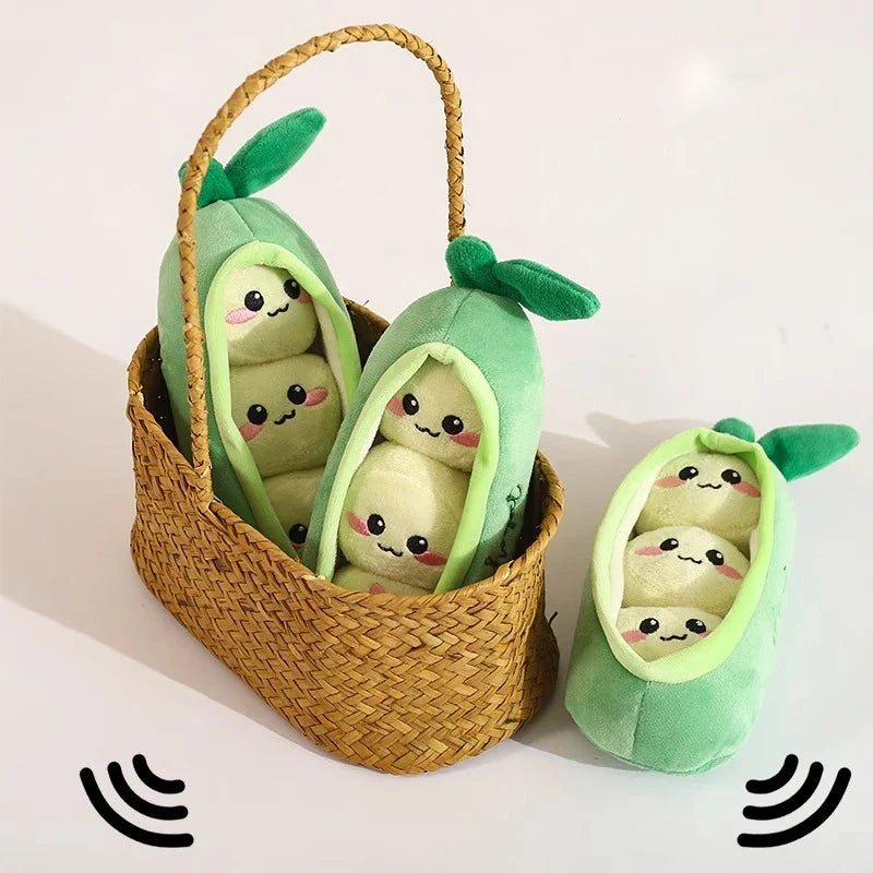 Cute Pea Pod Dog Plush Toy with Sound Relief - MyPetDollar.com