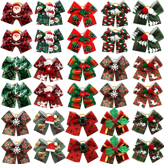 50/100pcs Christmas Dog Hair Bows Rubber - MyPetDollar.com