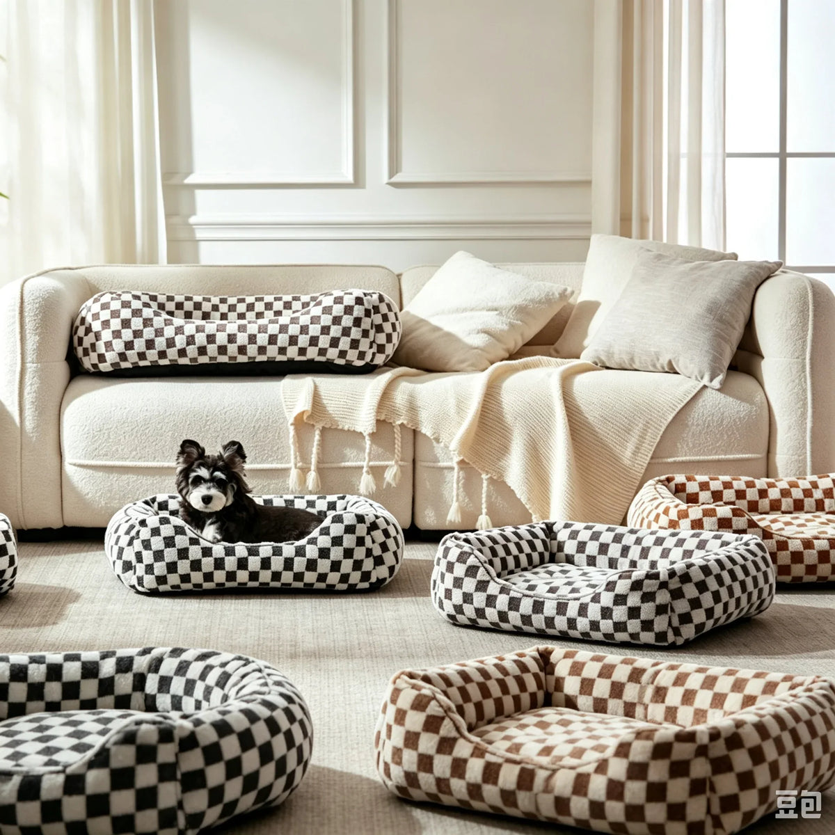 Checkered Pet Bed A square-shaped pet bed - MyPetDollar.com