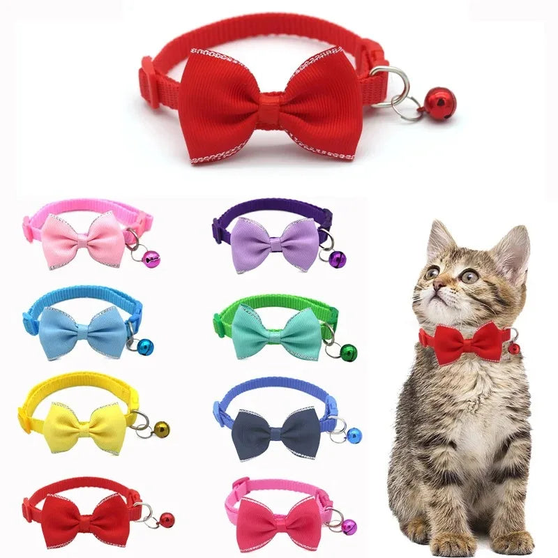Cat Collar Solid Color Bowknot Puppy - MyPetDollar.com
