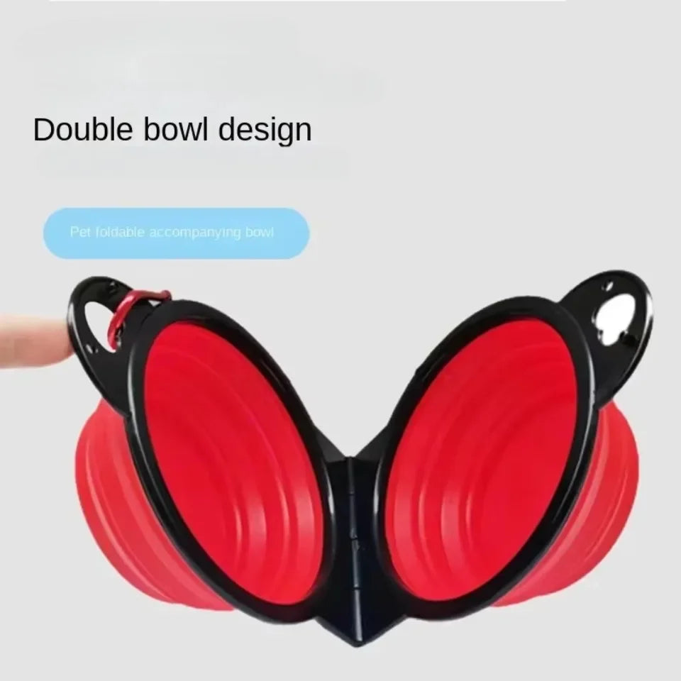 1-piece 2-in-1 Foldable Dual Bowl Feeding - MyPetDollar.com