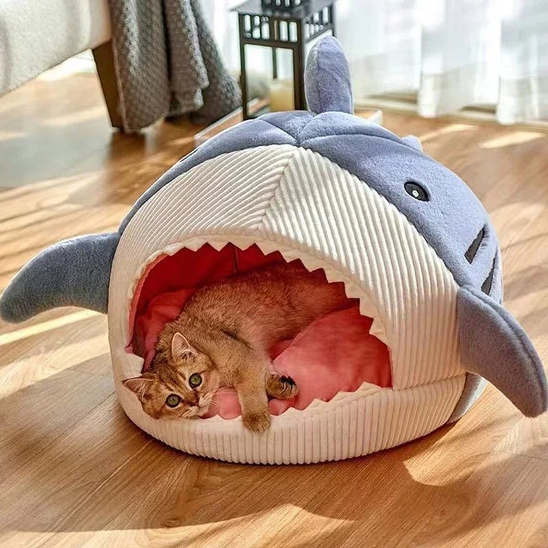 Warm Cat Beds Cartoon Shark Pet Cave Beds - MyPetDollar.com