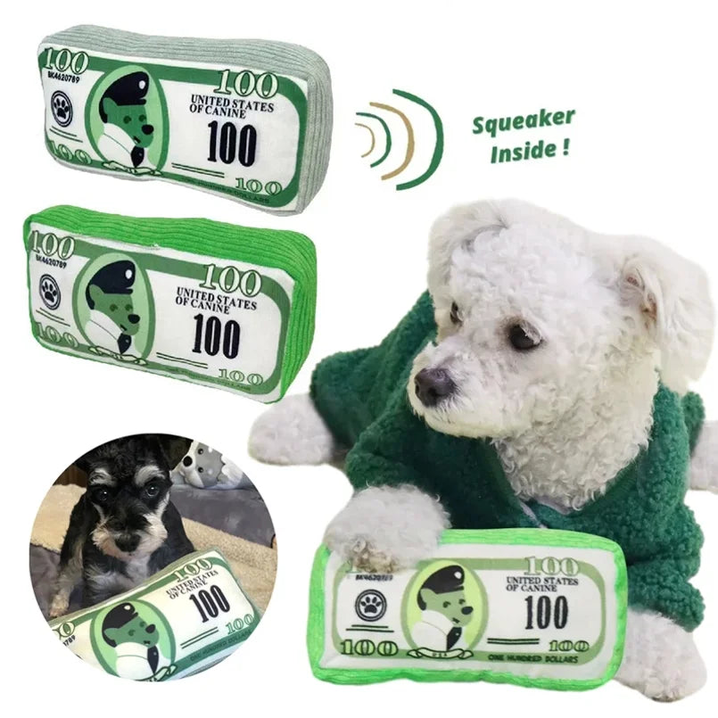 Simulation Money Dog Toys Funny Squeaky - MyPetDollar.com