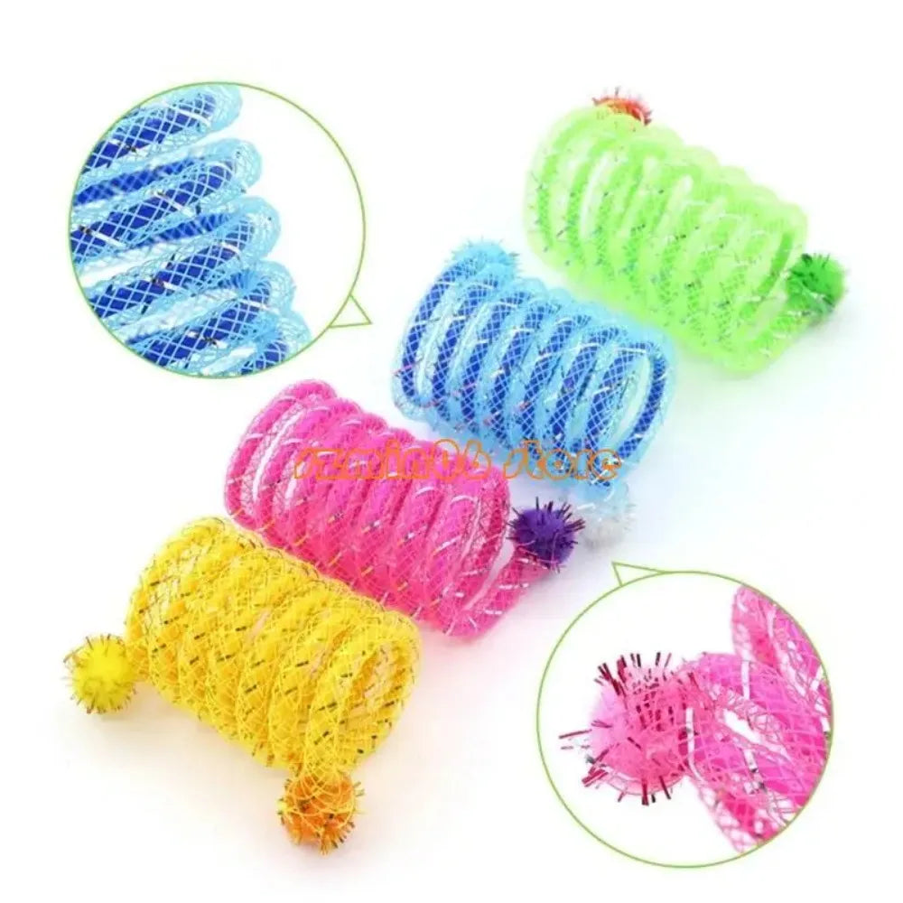1Pcs Colorful Coils Spring with Plush Ball - MyPetDollar.com