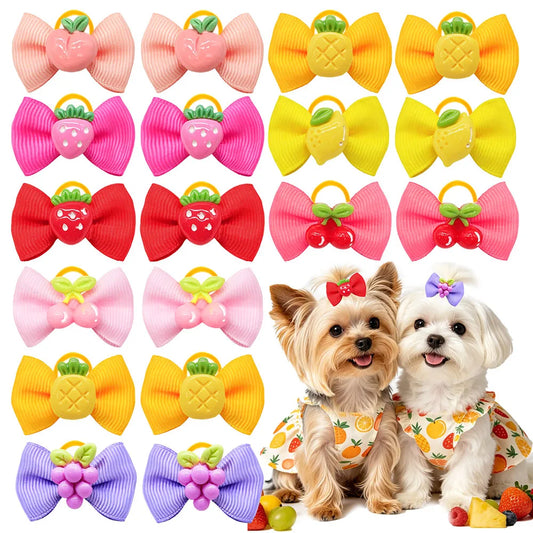 10/20/30PCS Fruit Theme Dog Bow Rubber Bands - MyPetDollar.com