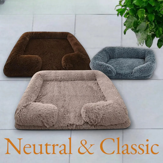 Sofa Style Furry Pet Bed - Rectangular Plush - MyPetDollar.com