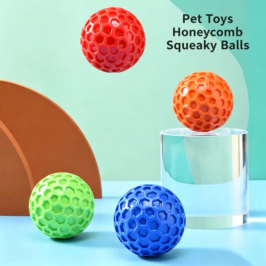 Squeaky Chew Honeycomb Ball Dog Toy - MyPetDollar.com