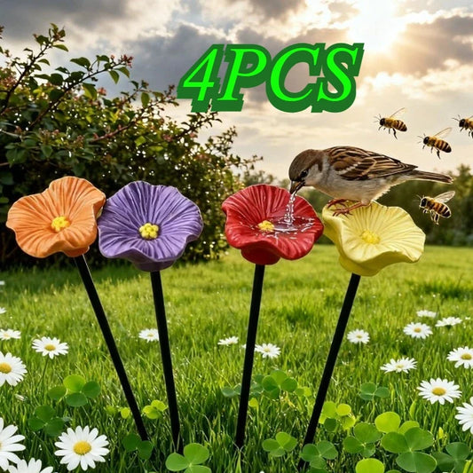 4pcs Resin Flower Bee Water Feeder Outdoor - MyPetDollar.com