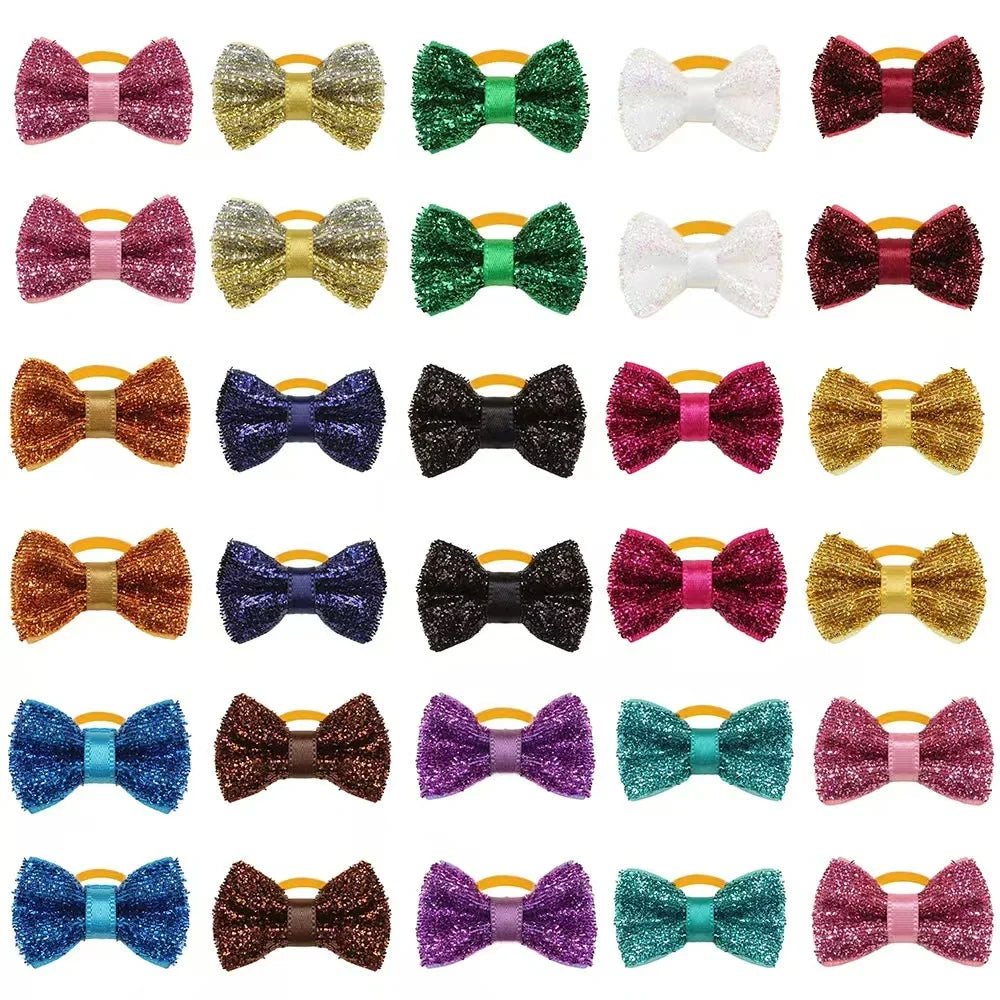 20 30 Winter Xmas Puppy Bow Handmade Dog Grooming Hair – 4 Sizes