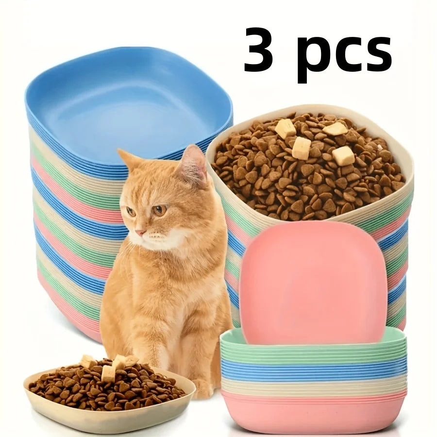 3 10 Non-slip Plastic Cat Bowls Set