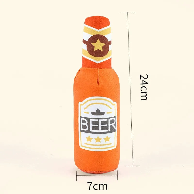 Plush Dog Toys Beer Bottle Shaped for Small - MyPetDollar.com