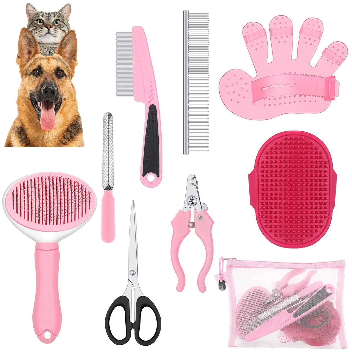8Pcs Combo Set Cat Brush Beauty Kit with Pet - MyPetDollar.com