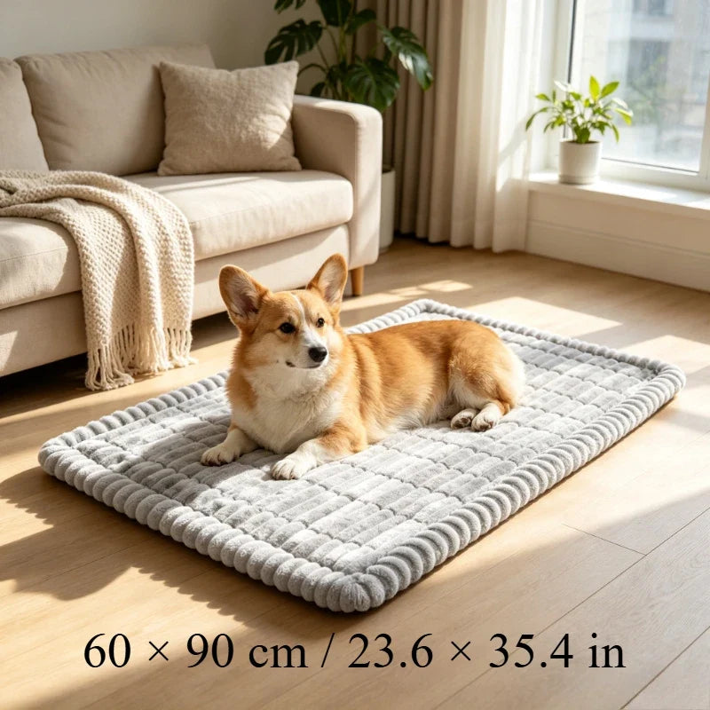 Washable All-season Soft Striped Plush Car Dog Bed