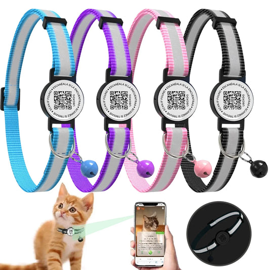QR Code Pet Tag Cat Collar with qr code ID - MyPetDollar.com