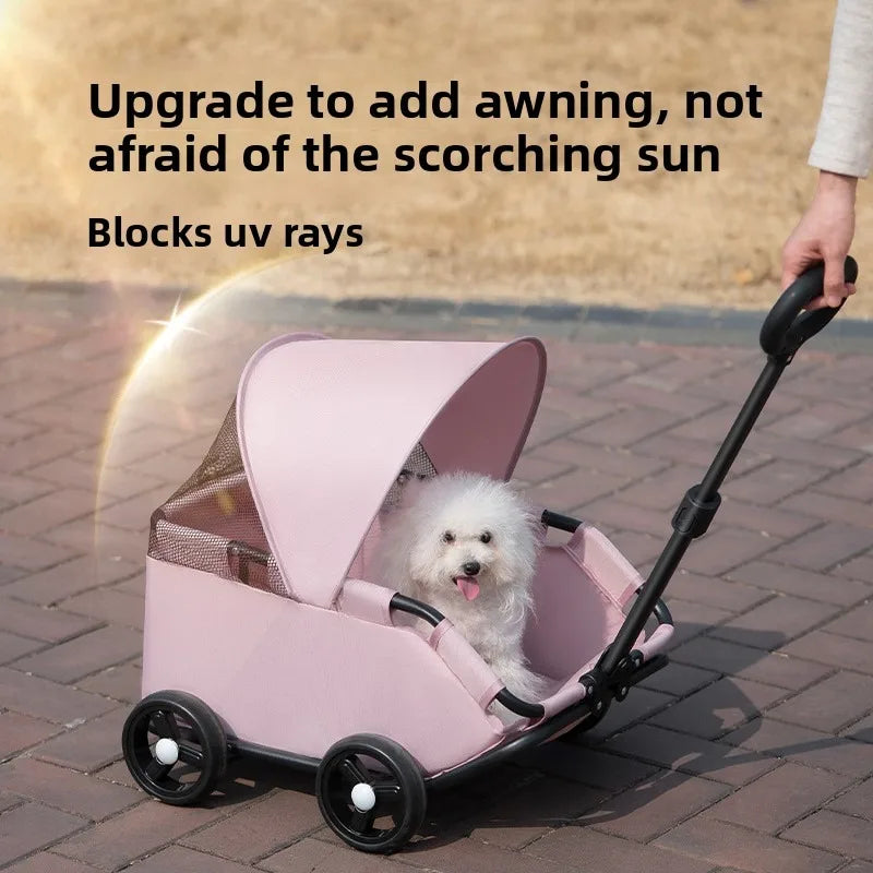 carrinho pet Luxury 4-Wheel Foldable Dog Cat - MyPetDollar.com
