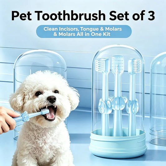 Silicone Pet Toothbrush 3 Pack, Cat Dog - MyPetDollar.com
