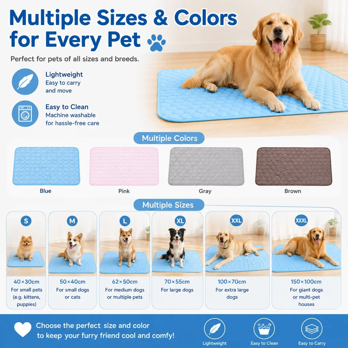 Pet Dog Cat Summer Cooling Pad Mat Washable - MyPetDollar.com