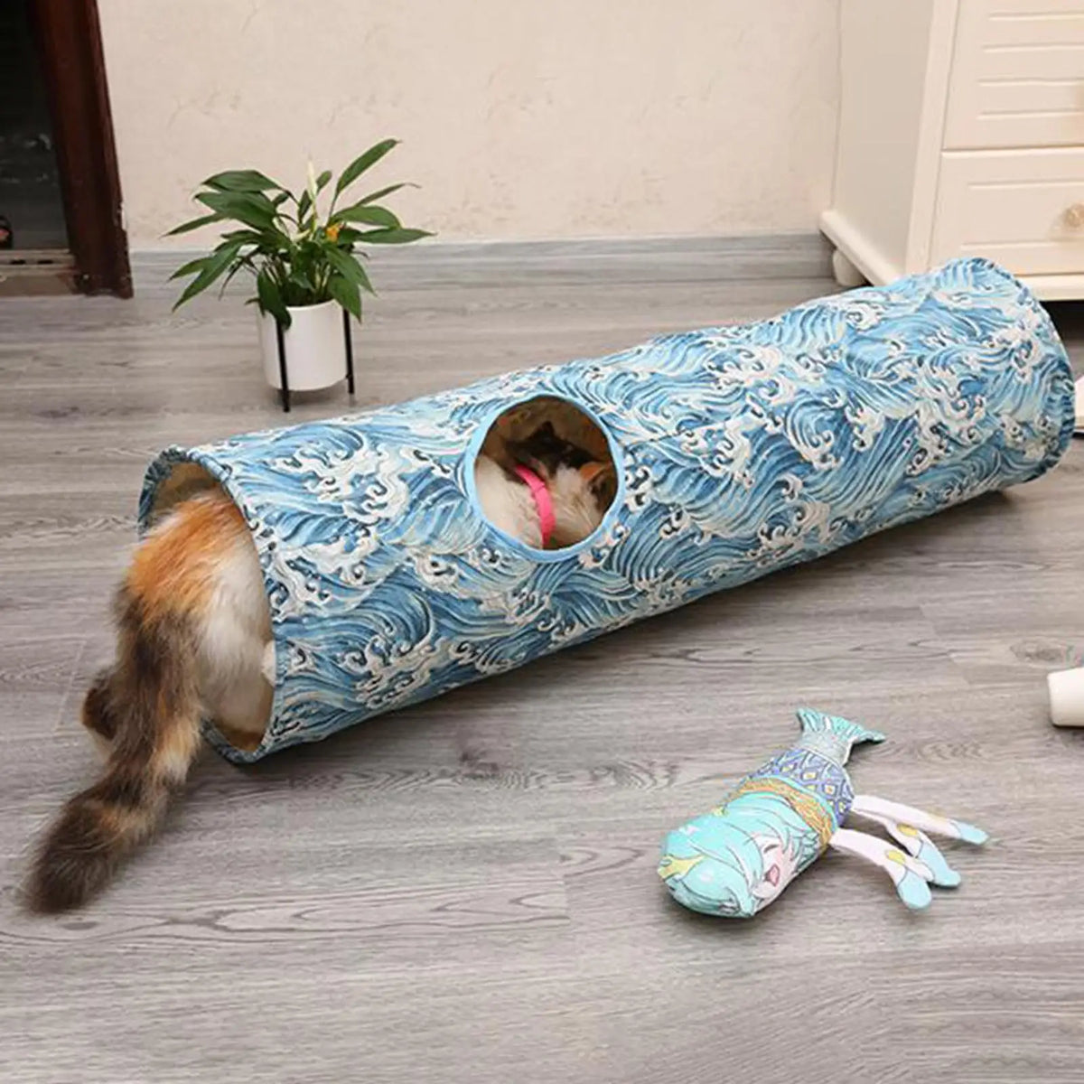 Kitten Tunnel Dog Puppy Rabbit Playing W Hanging Dangle Balls – 3 Colors