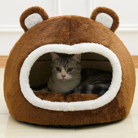 Funny Cat Bed Warm Pet House Soft Long Plush - MyPetDollar.com