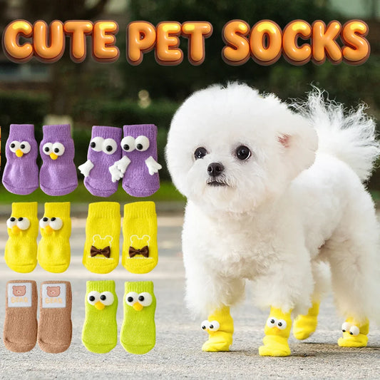 4 Pcs Pet Anti-slip Socks Cats & Dogs Winter - MyPetDollar.com