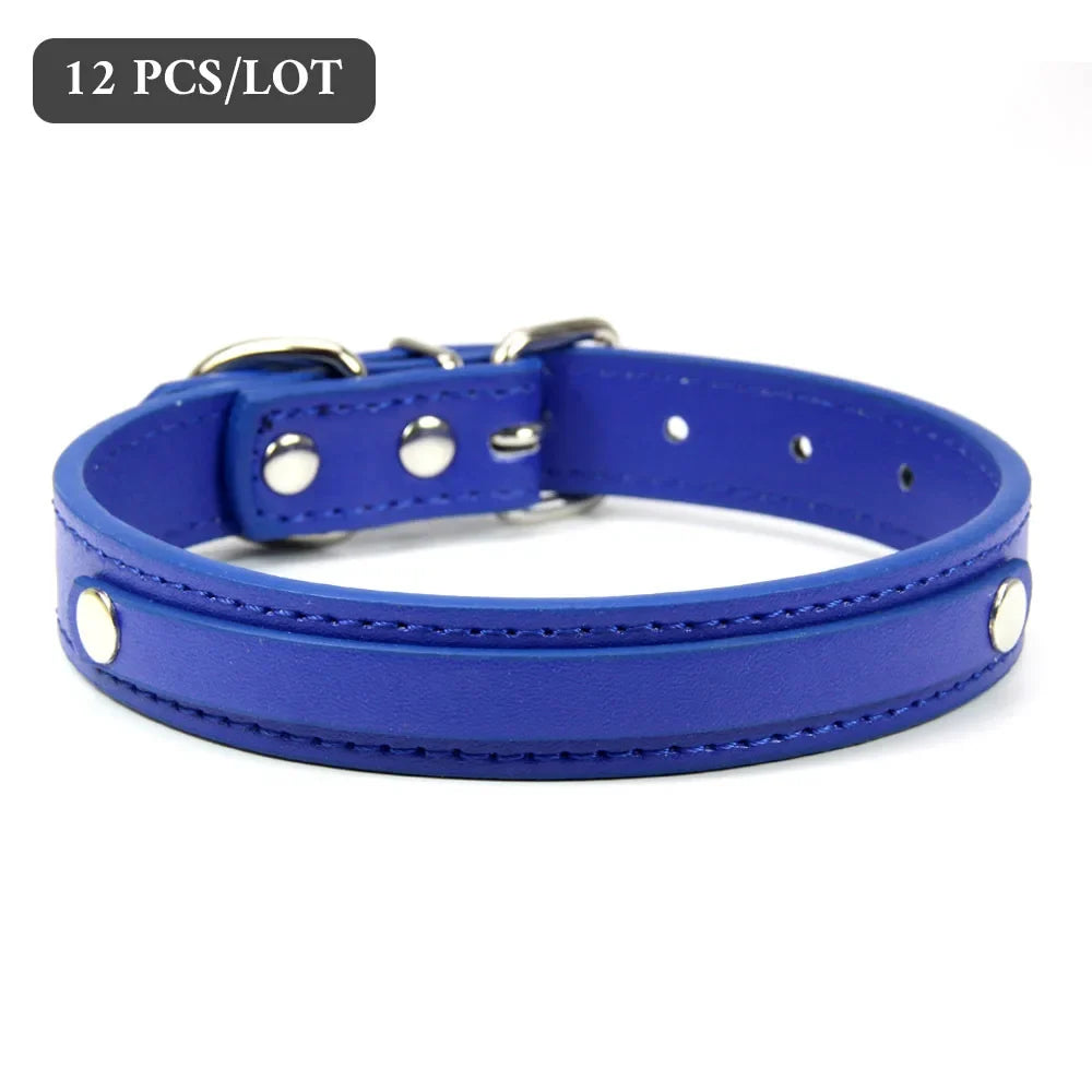 12 PCS Plain PU Leather DIY Name ID Dog - MyPetDollar.com